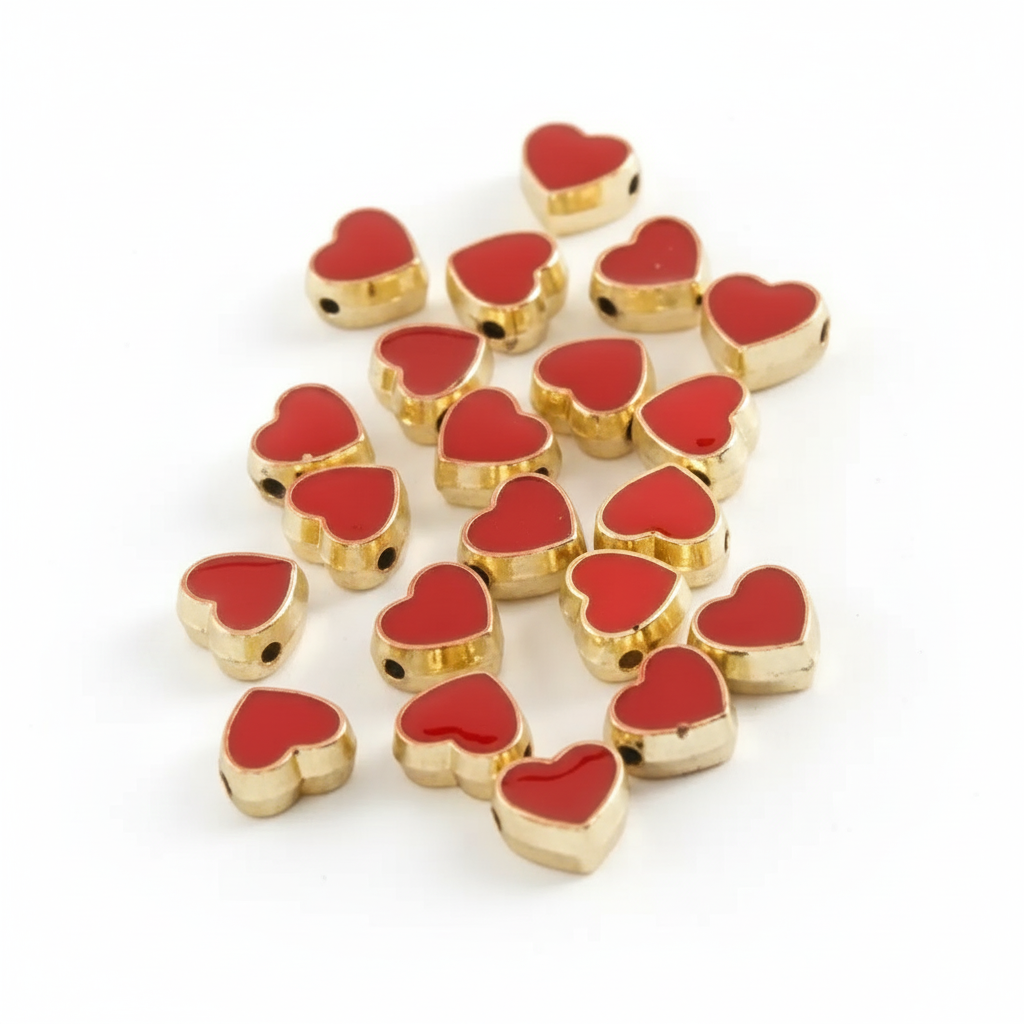 Kırmızı Mineli Kalp Kolye