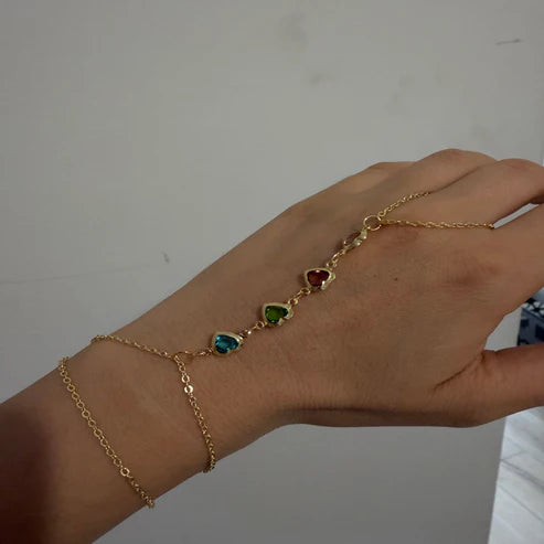 Renkli Kalp Taşlı Kadın Gold Şahmeran