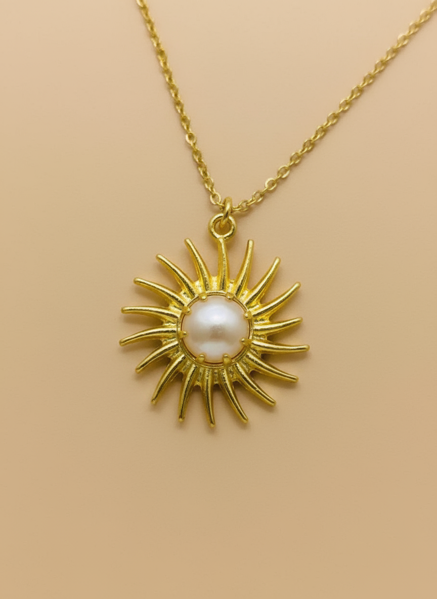 Sedef Detaylı Güneş Kolye