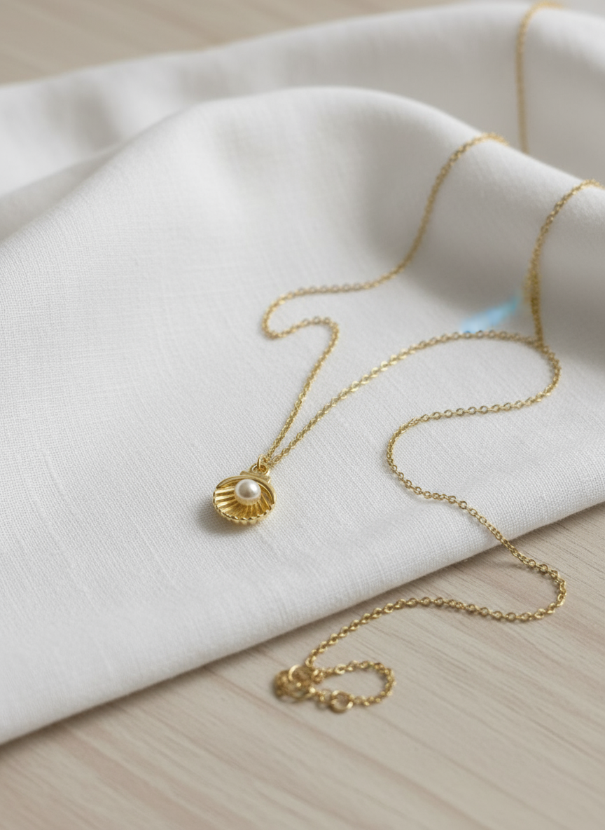 İncili Deniz Kabuğu Kolye