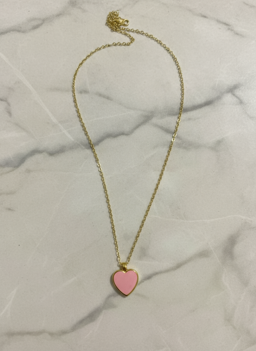 Pembe Kalp Kolye