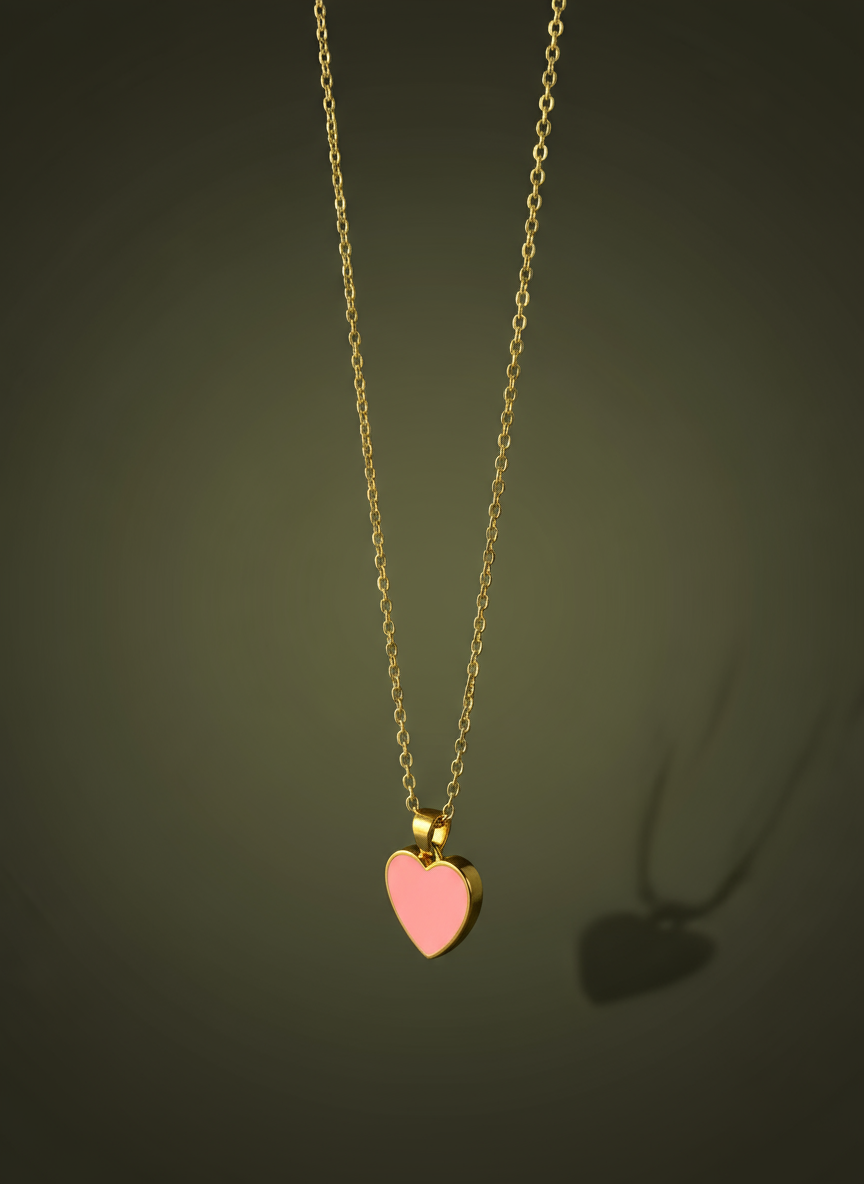 Pembe Kalp Kolye