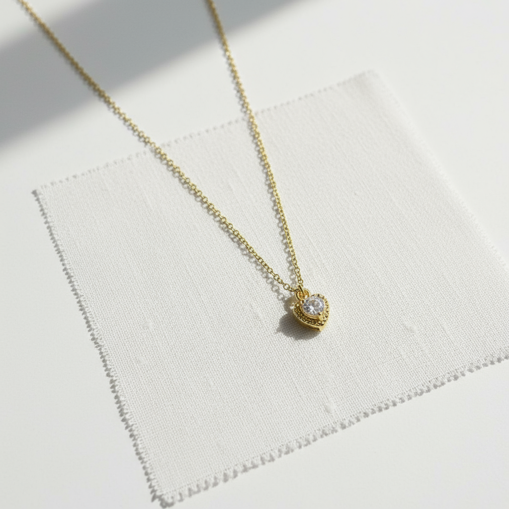 PNDR Zirkon Taşlı Kalp Kolye