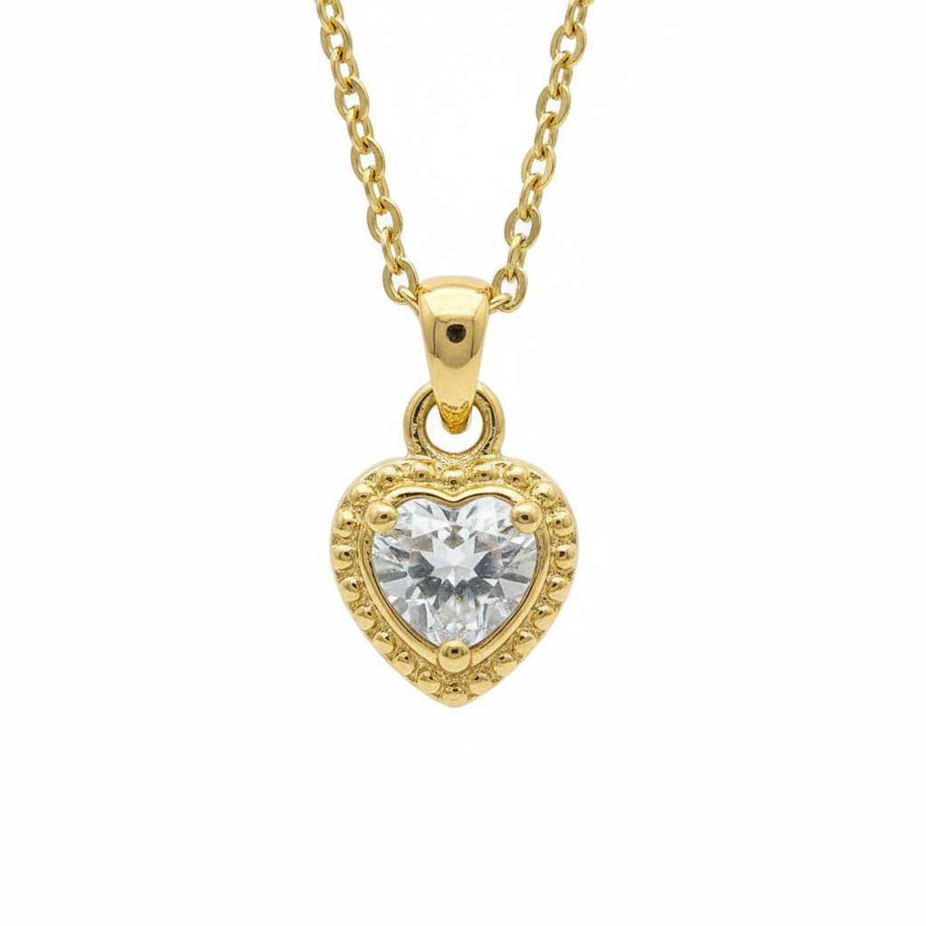 PNDR Zirkon Taşlı Kalp Kolye