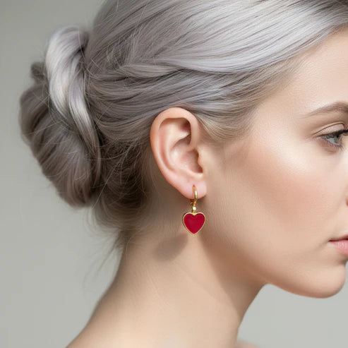 Kırmızı Kalp Küpe